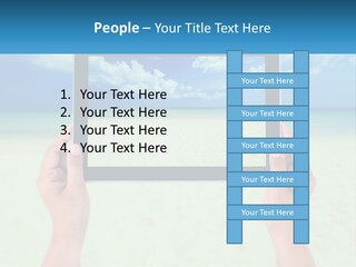 A Person Holding A Tablet With A Beach In The Background PowerPoint Template