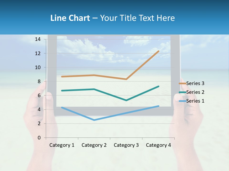 A Person Holding A Tablet With A Beach In The Background PowerPoint Template