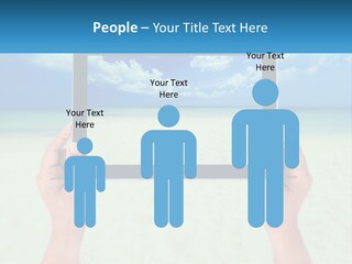 A Person Holding A Tablet With A Beach In The Background PowerPoint Template