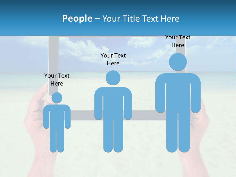 A Person Holding A Tablet With A Beach In The Background PowerPoint Template