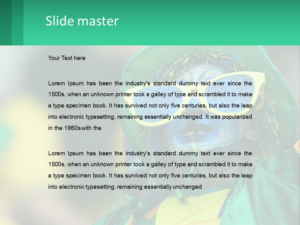 A Man With His Face Painted In Blue And Yellow PowerPoint Template