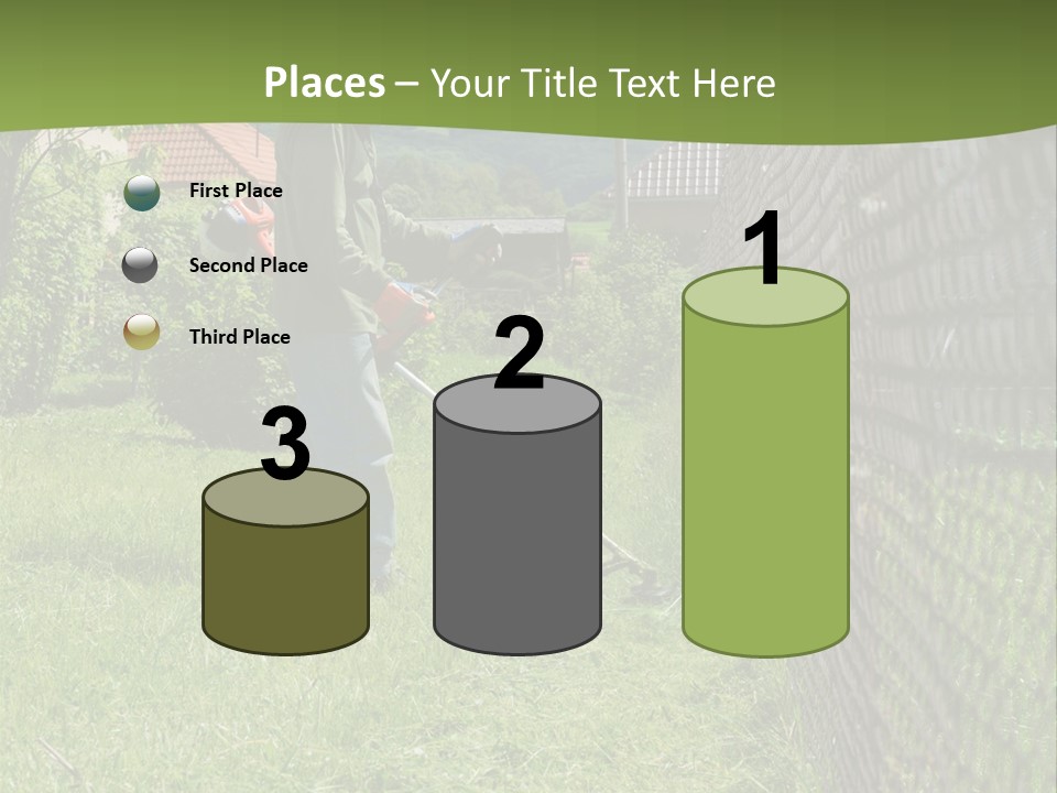 A Man Is Mowing The Grass With A Lawn Mower PowerPoint Template