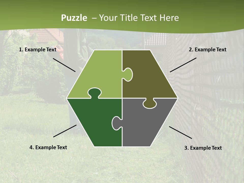A Man Is Mowing The Grass With A Lawn Mower PowerPoint Template