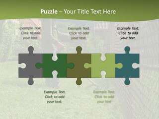 A Man Is Mowing The Grass With A Lawn Mower PowerPoint Template