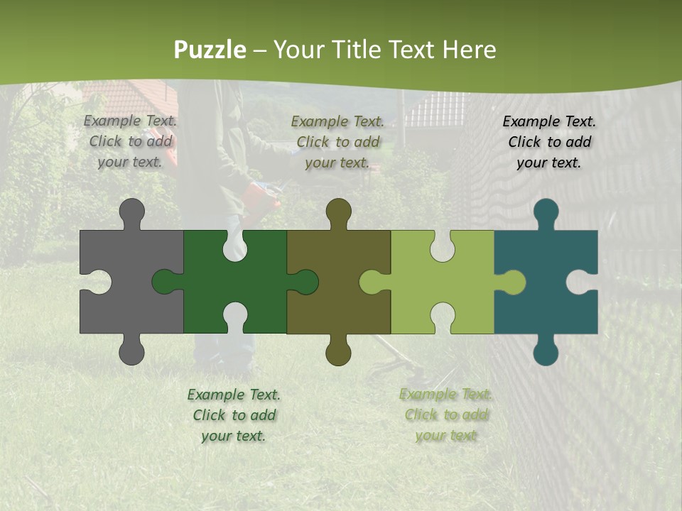 A Man Is Mowing The Grass With A Lawn Mower PowerPoint Template