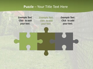 A Man Is Mowing The Grass With A Lawn Mower PowerPoint Template