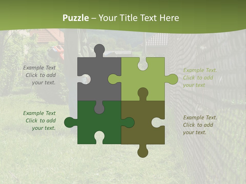 A Man Is Mowing The Grass With A Lawn Mower PowerPoint Template