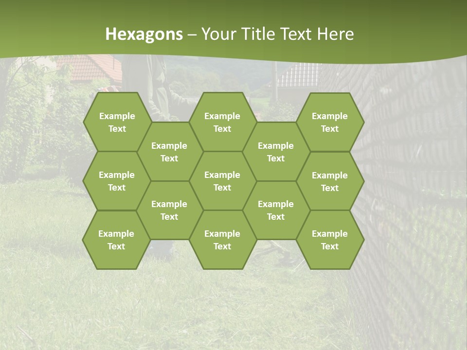 A Man Is Mowing The Grass With A Lawn Mower PowerPoint Template