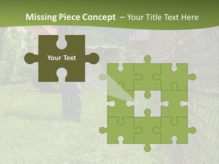A Man Is Mowing The Grass With A Lawn Mower PowerPoint Template