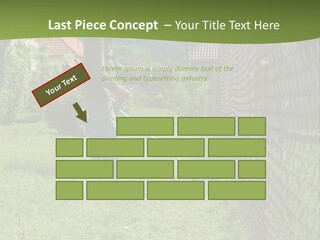 A Man Is Mowing The Grass With A Lawn Mower PowerPoint Template