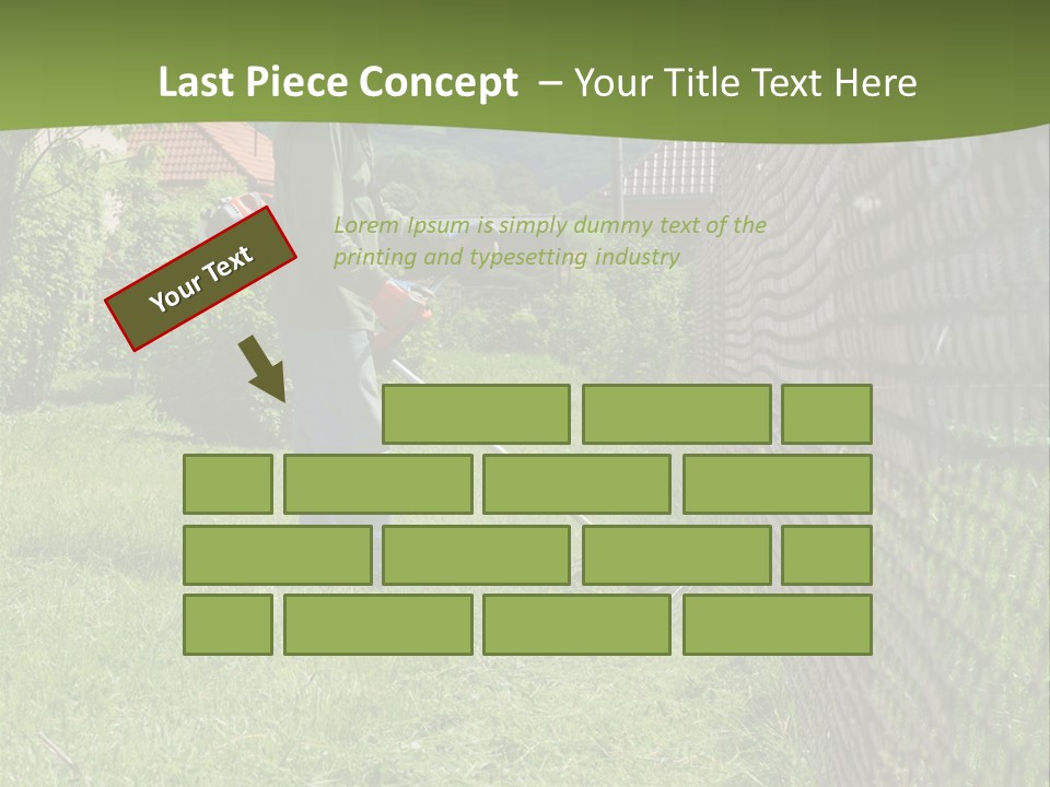 A Man Is Mowing The Grass With A Lawn Mower PowerPoint Template