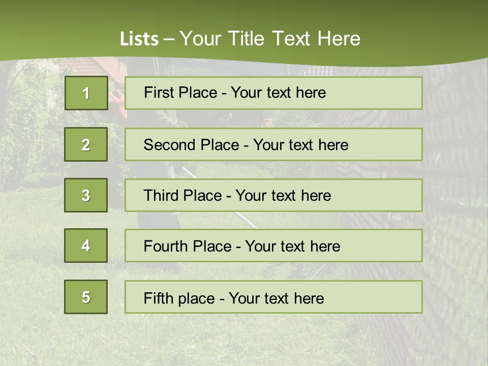 A Man Is Mowing The Grass With A Lawn Mower PowerPoint Template
