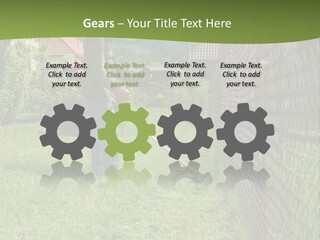A Man Is Mowing The Grass With A Lawn Mower PowerPoint Template