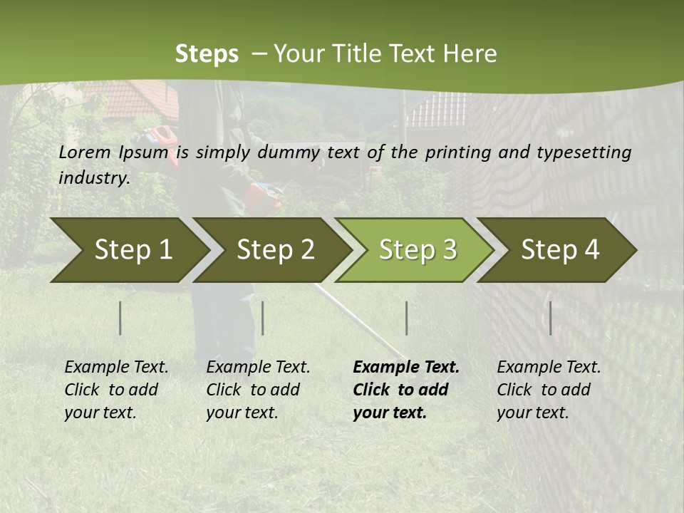 A Man Is Mowing The Grass With A Lawn Mower PowerPoint Template