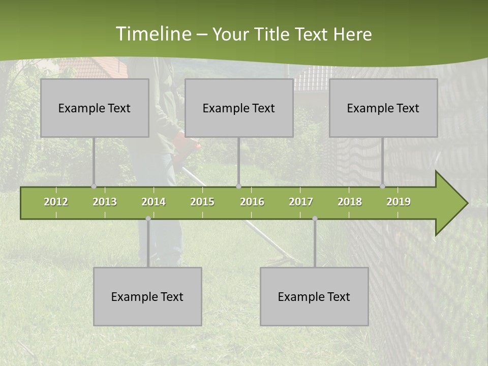 A Man Is Mowing The Grass With A Lawn Mower PowerPoint Template