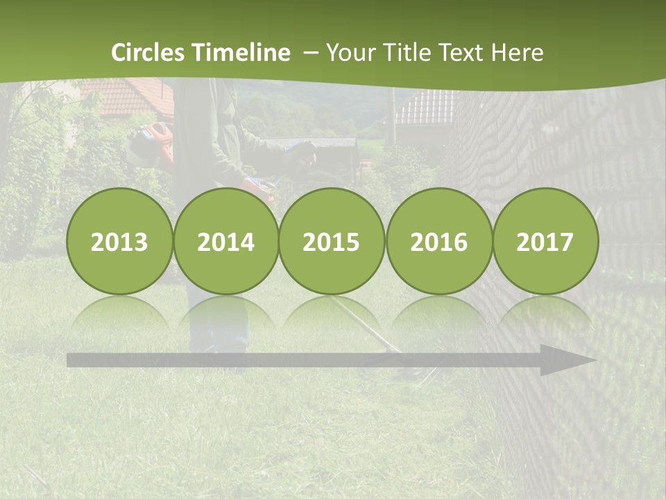 A Man Is Mowing The Grass With A Lawn Mower PowerPoint Template