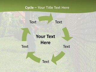 A Man Is Mowing The Grass With A Lawn Mower PowerPoint Template