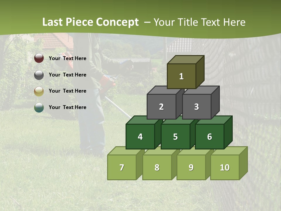 A Man Is Mowing The Grass With A Lawn Mower PowerPoint Template