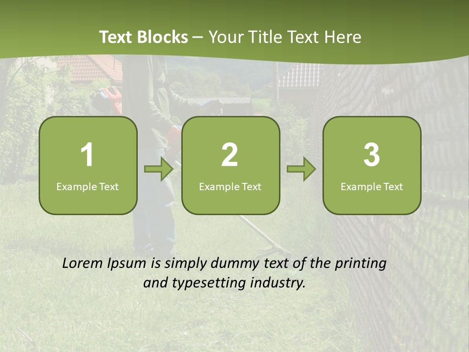 A Man Is Mowing The Grass With A Lawn Mower PowerPoint Template