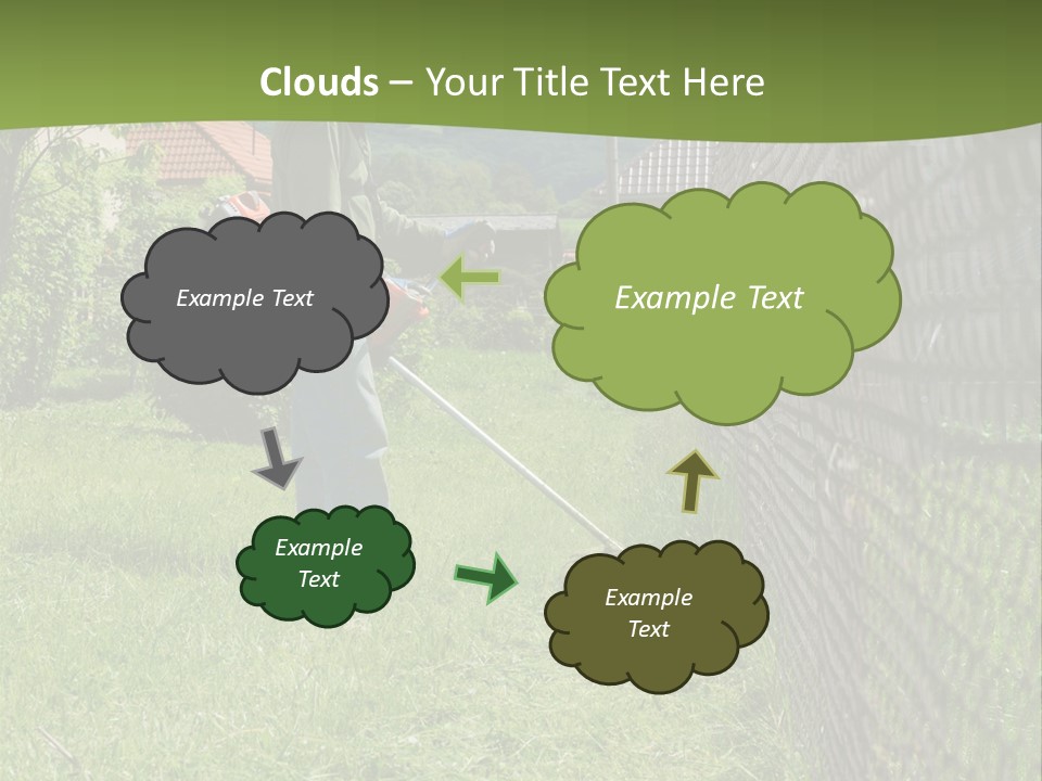 A Man Is Mowing The Grass With A Lawn Mower PowerPoint Template