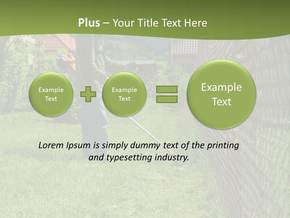 A Man Is Mowing The Grass With A Lawn Mower PowerPoint Template