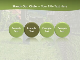 A Man Is Mowing The Grass With A Lawn Mower PowerPoint Template
