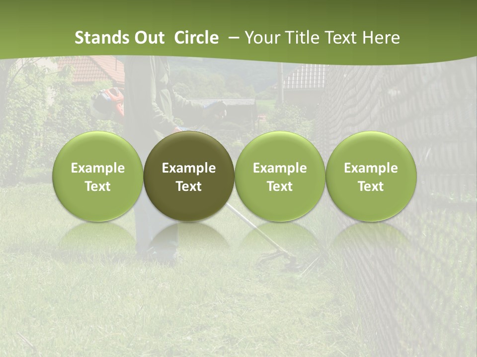 A Man Is Mowing The Grass With A Lawn Mower PowerPoint Template