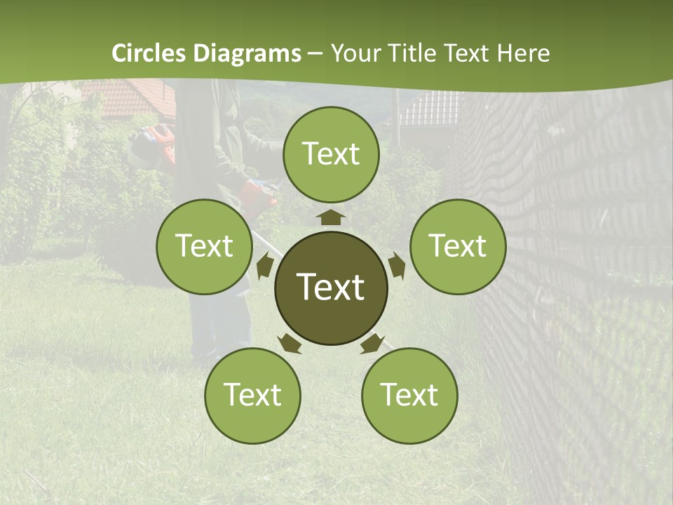 A Man Is Mowing The Grass With A Lawn Mower PowerPoint Template