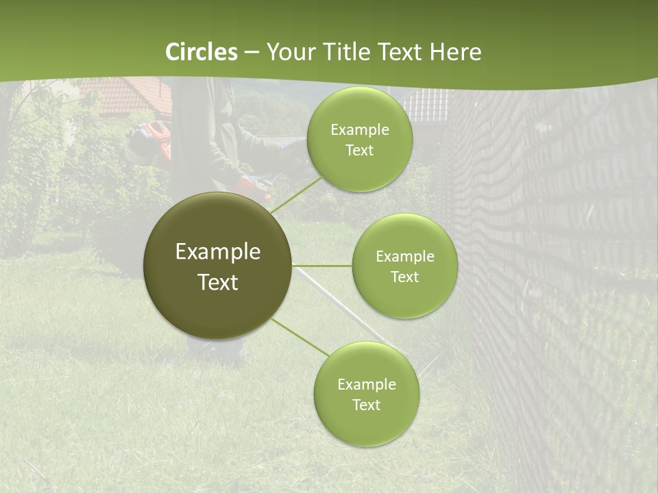A Man Is Mowing The Grass With A Lawn Mower PowerPoint Template