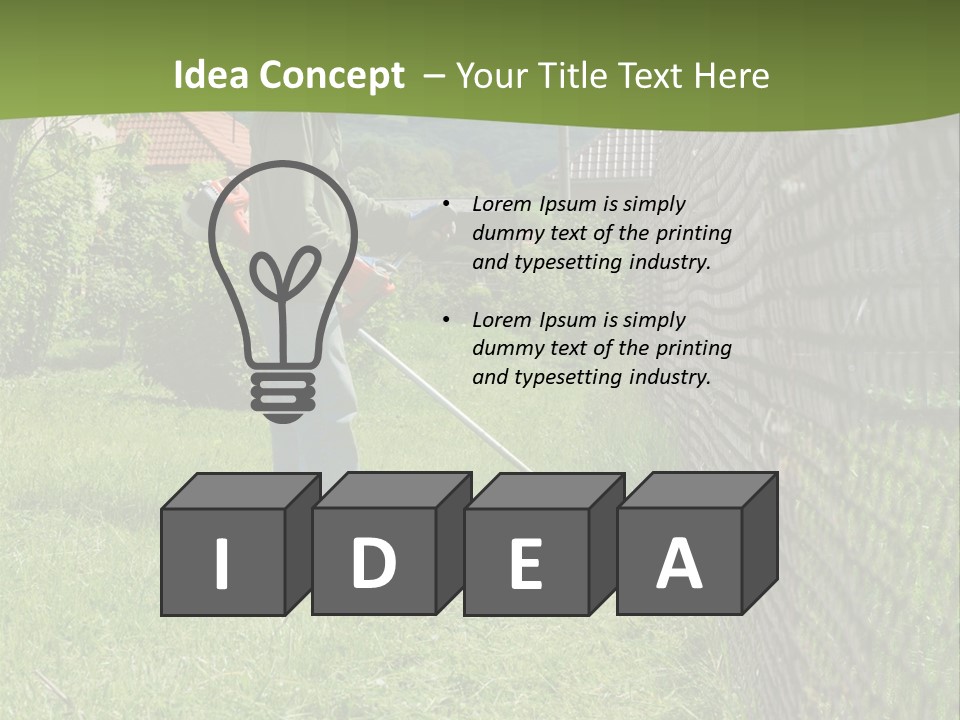 A Man Is Mowing The Grass With A Lawn Mower PowerPoint Template