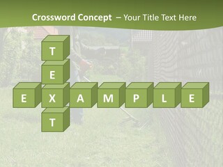 A Man Is Mowing The Grass With A Lawn Mower PowerPoint Template