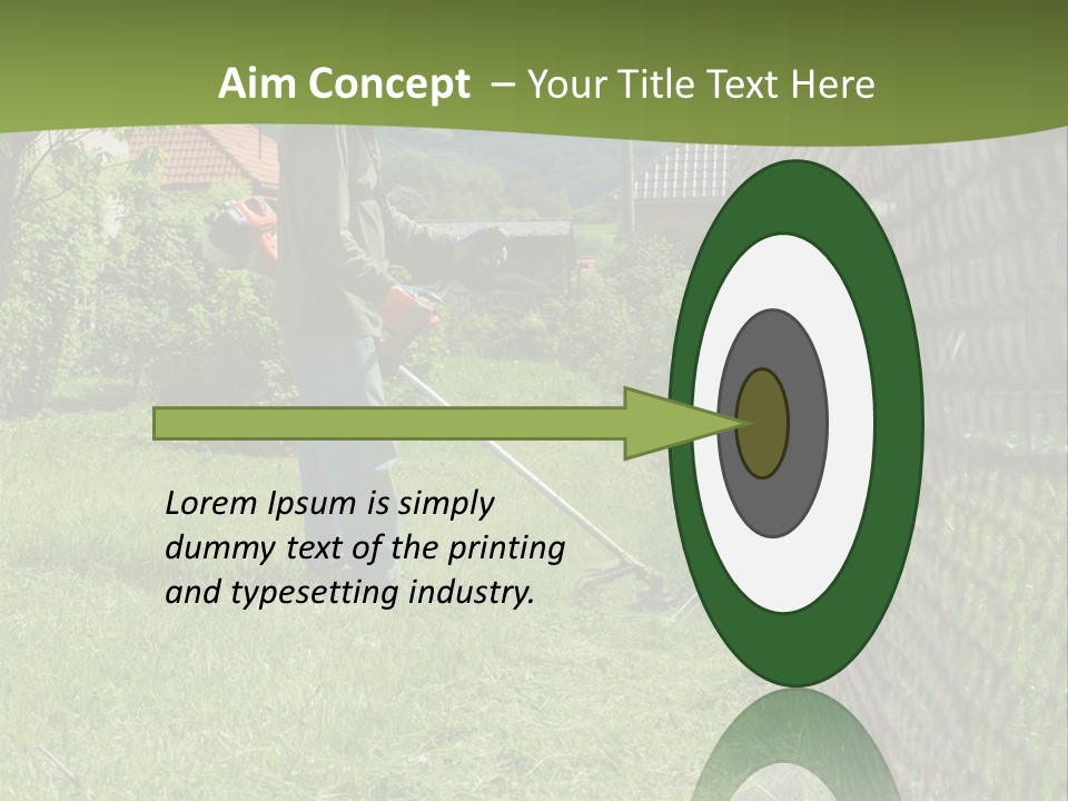 A Man Is Mowing The Grass With A Lawn Mower PowerPoint Template