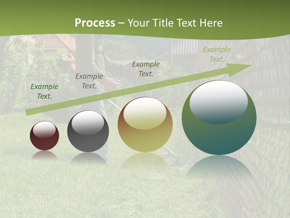 A Man Is Mowing The Grass With A Lawn Mower PowerPoint Template