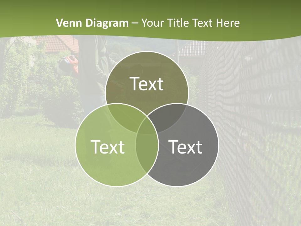 A Man Is Mowing The Grass With A Lawn Mower PowerPoint Template