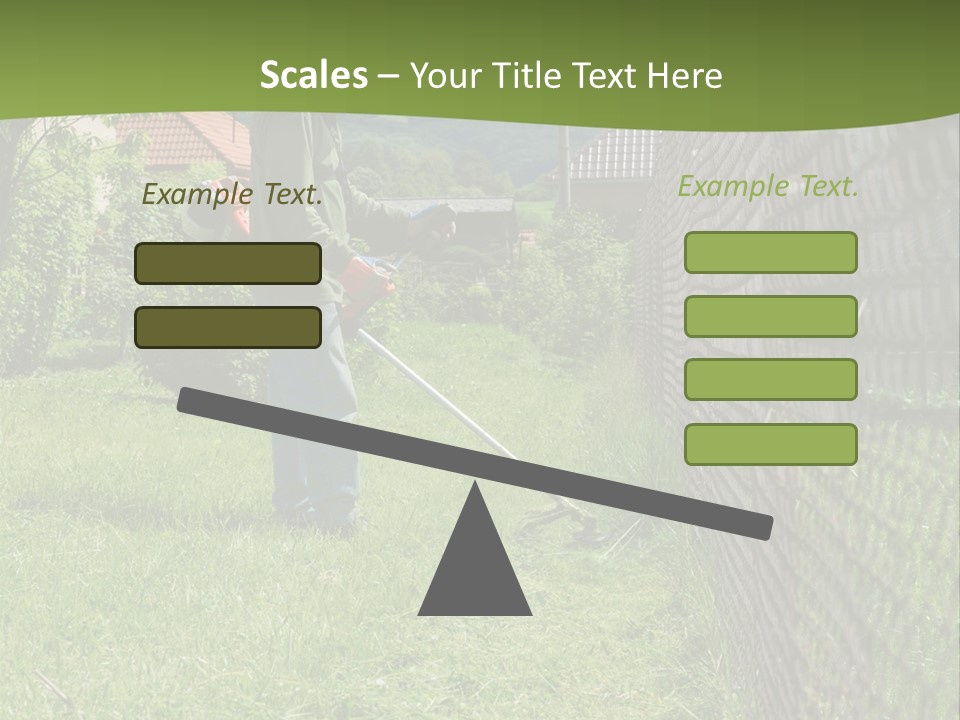 A Man Is Mowing The Grass With A Lawn Mower PowerPoint Template