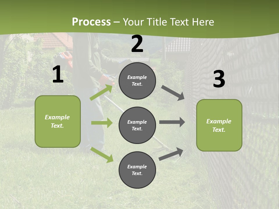 A Man Is Mowing The Grass With A Lawn Mower PowerPoint Template