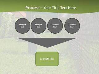 A Man Is Mowing The Grass With A Lawn Mower PowerPoint Template