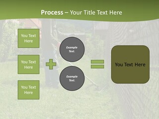 A Man Is Mowing The Grass With A Lawn Mower PowerPoint Template