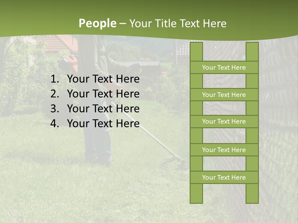 A Man Is Mowing The Grass With A Lawn Mower PowerPoint Template