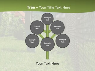 A Man Is Mowing The Grass With A Lawn Mower PowerPoint Template