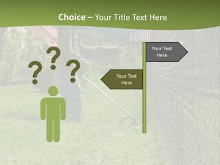 A Man Is Mowing The Grass With A Lawn Mower PowerPoint Template
