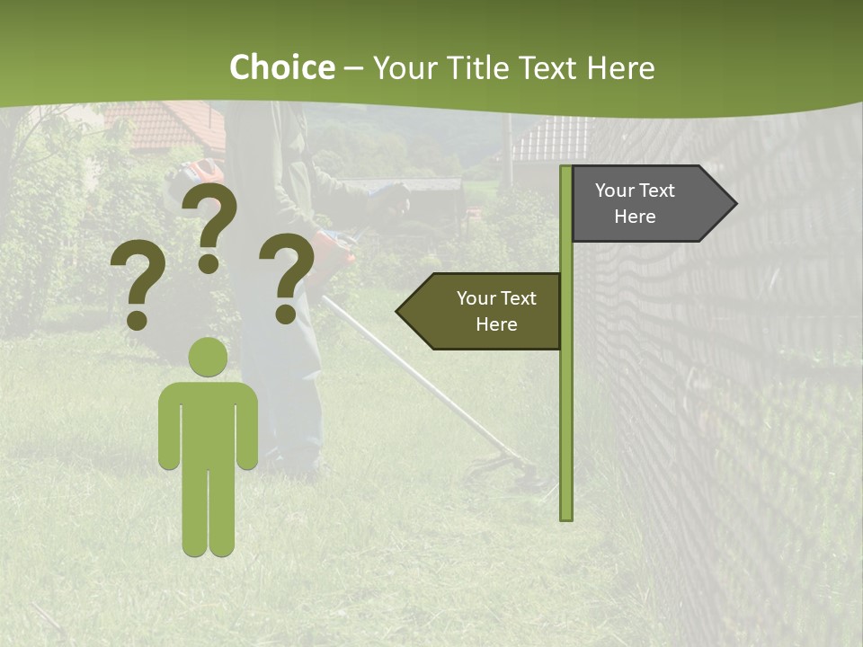 A Man Is Mowing The Grass With A Lawn Mower PowerPoint Template
