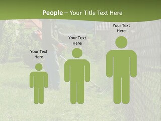 A Man Is Mowing The Grass With A Lawn Mower PowerPoint Template