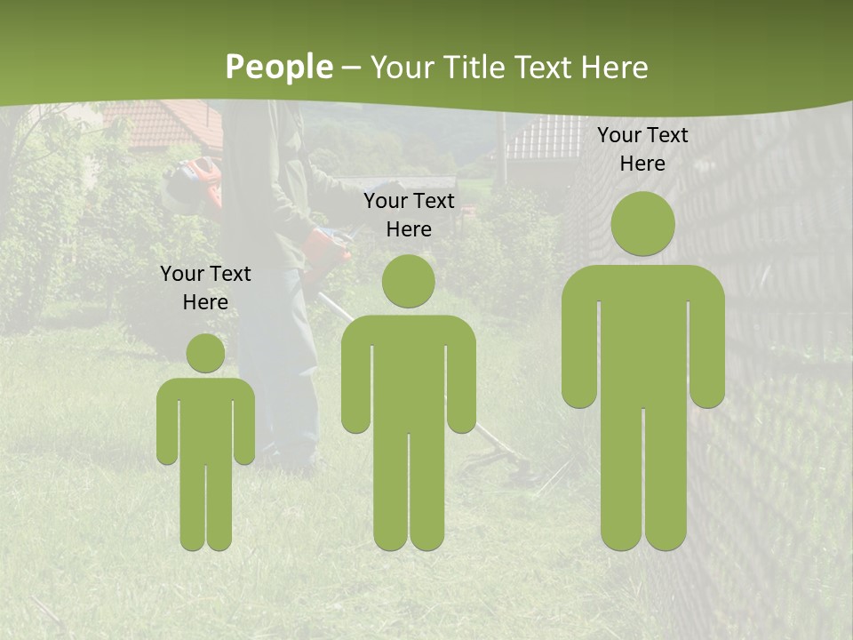 A Man Is Mowing The Grass With A Lawn Mower PowerPoint Template