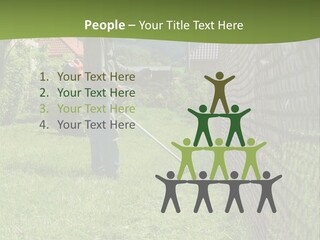 A Man Is Mowing The Grass With A Lawn Mower PowerPoint Template