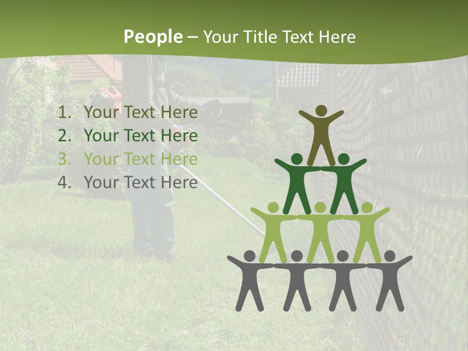 A Man Is Mowing The Grass With A Lawn Mower PowerPoint Template