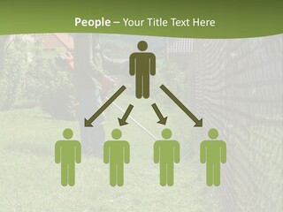 A Man Is Mowing The Grass With A Lawn Mower PowerPoint Template