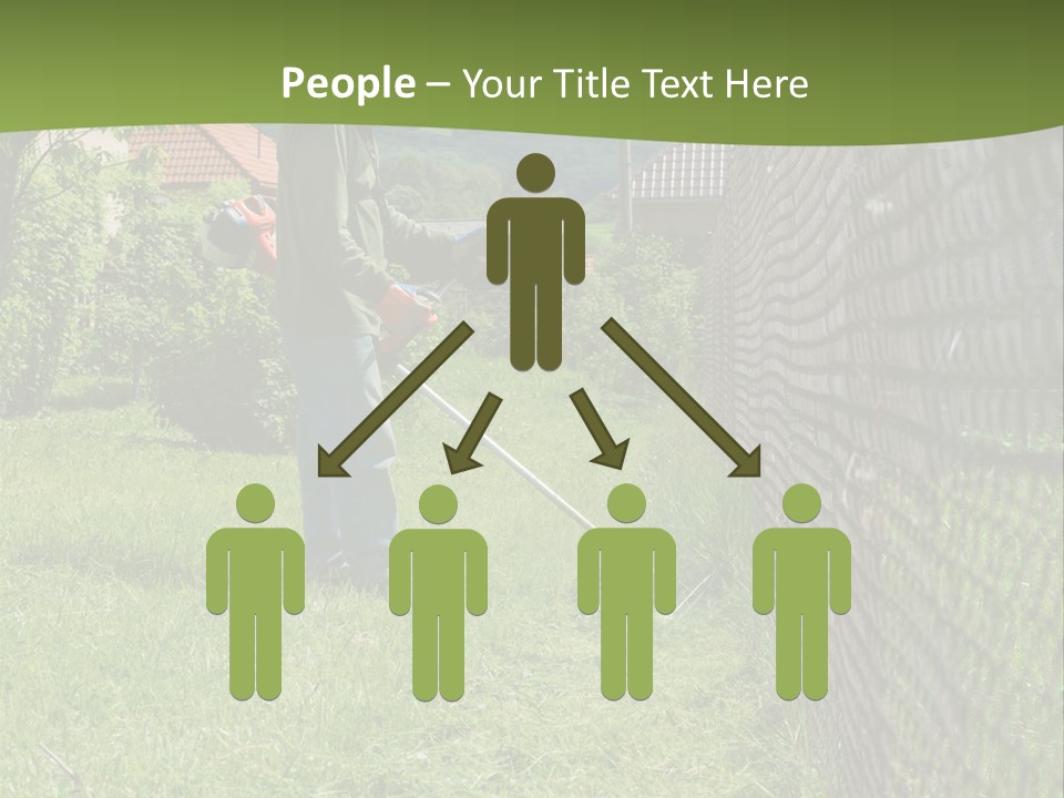 A Man Is Mowing The Grass With A Lawn Mower PowerPoint Template