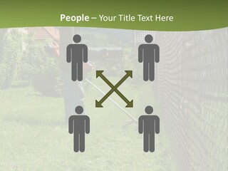 A Man Is Mowing The Grass With A Lawn Mower PowerPoint Template