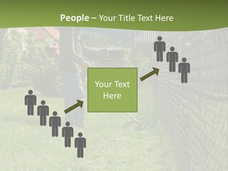 A Man Is Mowing The Grass With A Lawn Mower PowerPoint Template